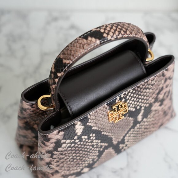 NWT Tory Burch Britten Snake Embossed Mini Satchel Crossbody in Shell Pink - Picture 7 of 9